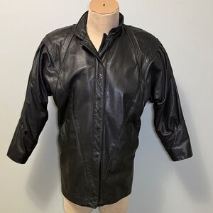Men's Sleek Black Leather Jacket Vintage Made In Canada